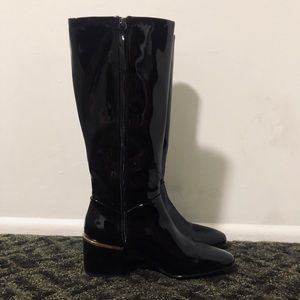 Zara leather black heel boots